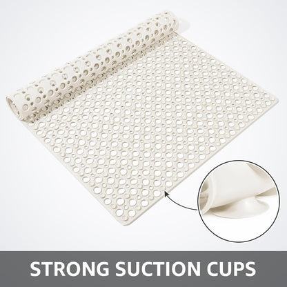 Yolife Extra Large Shower Mat 47x32 inch, Non Slip Shower Mat for Inside Shower with Drain Holes and Suction Cups for Bathroom, No Odor TPE Shower Floor Mat,White