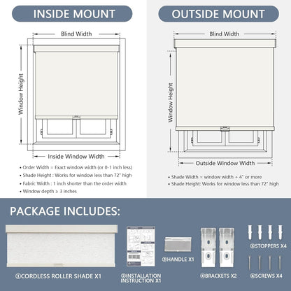 AOSKY Blackout Roller Shades Cordless Blinds for Windows, Free-Stop Shades with Valance, Thermal Insulated Fabric, UV Protection, Blinds for Home and Office (34" W x 72" H, Linen Beige