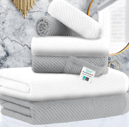 Luxury Bath Towels, Bath Towels Set of 4, Large 30" x 56" - 100% Cotton | Quick Dry | Light Weight | Thick | Soft | Absorbent, Luxury Shower Towel Sets for Bathroom, Towel Gift Set, White