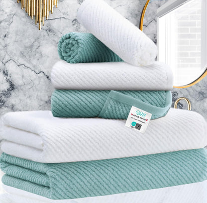 Luxury Bath Towels, Bath Towels Set of 4, Large 30" x 56" - 100% Cotton | Quick Dry | Light Weight | Thick | Soft | Absorbent, Luxury Shower Towel Sets for Bathroom, Towel Gift Set, White