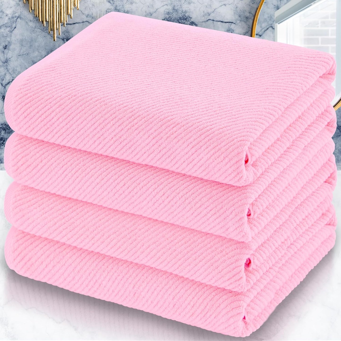 Luxury Bath Towels, Bath Towels Set of 4, Large 30" x 56" - 100% Cotton | Quick Dry | Light Weight | Thick | Soft | Absorbent, Luxury Shower Towel Sets for Bathroom, Towel Gift Set, White