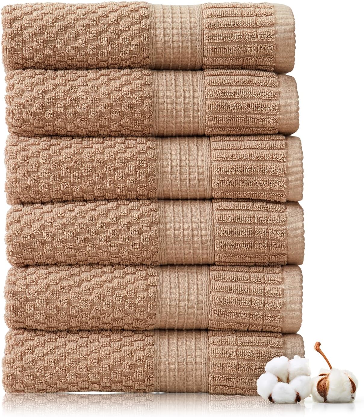 NY Loft 100% Cotton 4 Pack Bath Towels, 30" x 52", Soft & Absorbent, Quick Dry, Textured - Trinity Collection, Bright White