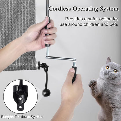 Amagenix Outdoor Roller Shade 8'(W) X 8'(H), Exterior Cordless Patio Shades Roll Up Outdoor Blinds with 90% UV Protection, Two-Section Poles with One-Piece Fabric, Grey