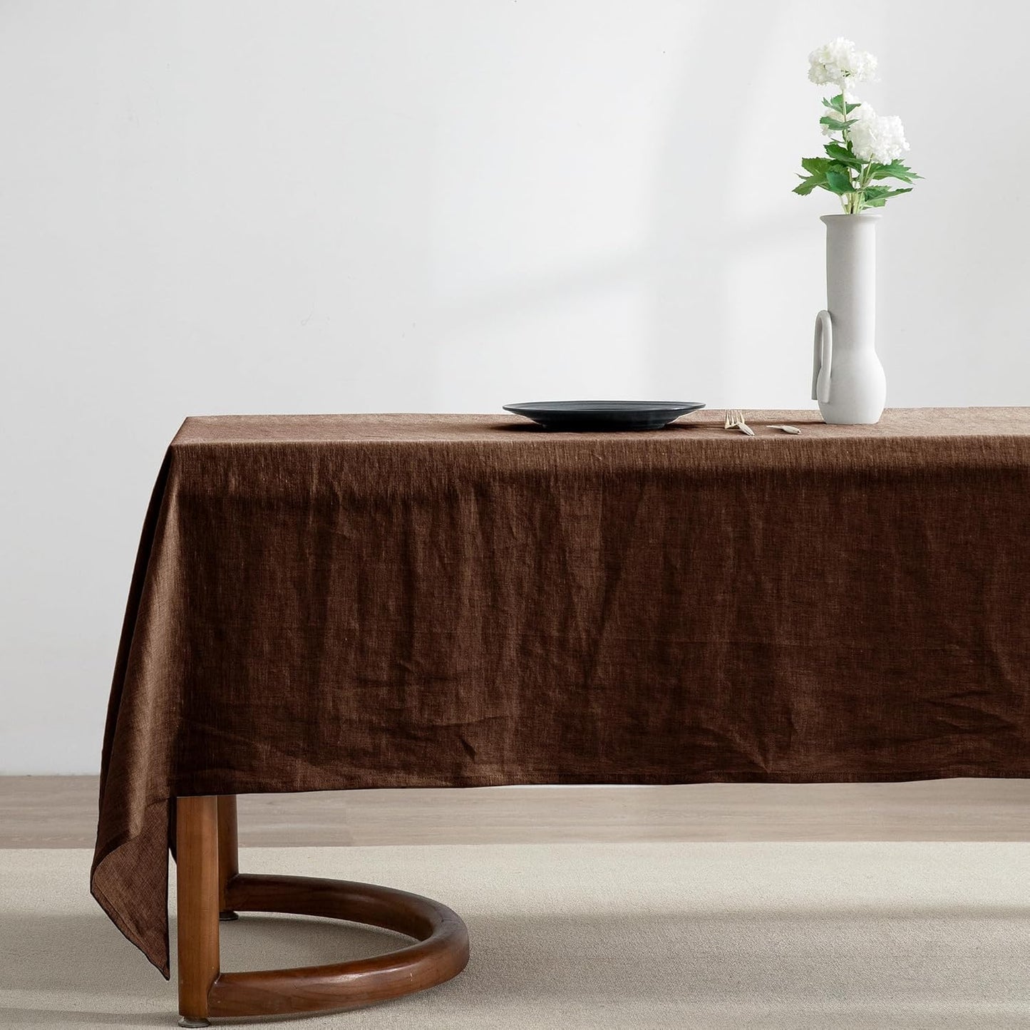 EVERLY 100% Pure Linen Rectangle Tablecloth 84Lx60W Inches for Dining,Weddings and Restaurants,Decorative Halloween,Thanksgiving,Christmas Table Cloth Machine Washable Tablecloths-Natural Linen