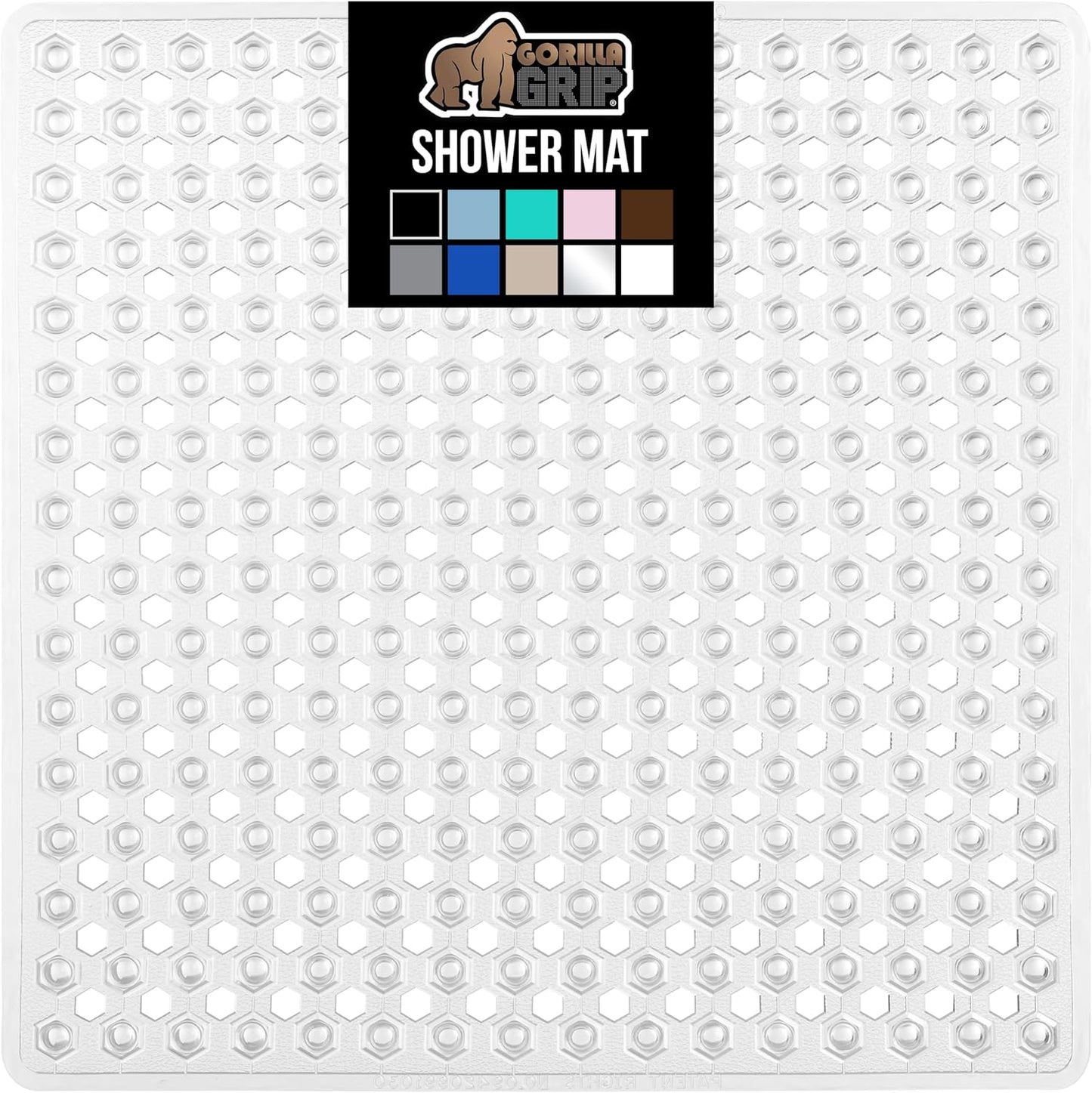 GORILLA GRIP Patented Bath Tub Shower Mat, 2 Pack, Machine Washable Bathtub Floor Liner Mats, Suction Cups and Drain Holes to Keep Tubs Clean, Soft on Feet, Bathroom Essentials, 35x16 Inch, Clear