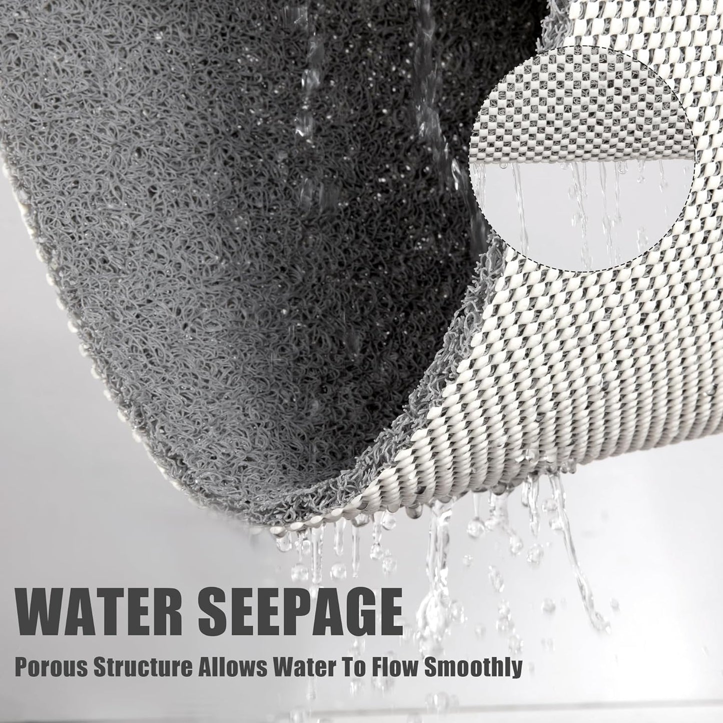 HOMBYS 58 x 44 Extra Large Shower Mat for Shower Stall Tub, Non Slip Bath Mat Bathroom Accessories, PVC Loofah Mats for Shower and Bathroom, Quick Drying, (Grey, 58"x44")