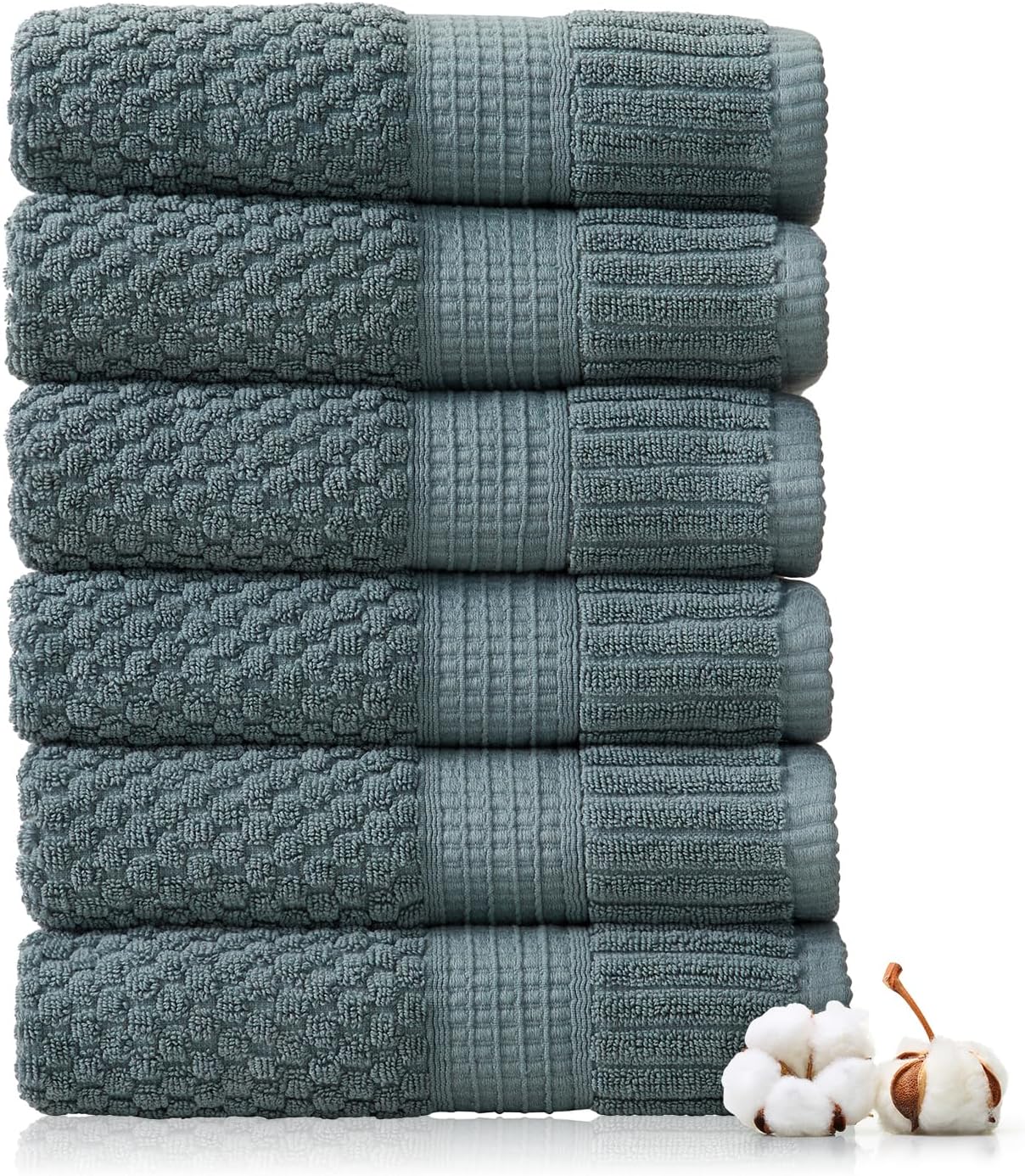 NY Loft 100% Cotton 4 Pack Bath Towels, 30" x 52", Soft & Absorbent, Quick Dry, Textured - Trinity Collection, Bright White