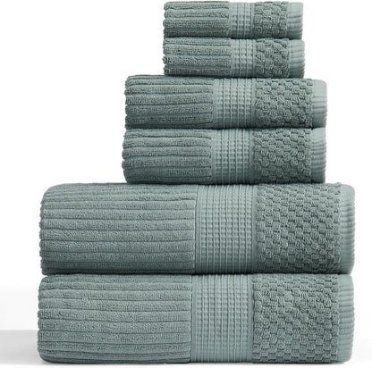 Springtree Home 100% Cotton Bath Towel Set of 4 | Super Soft & Absorbent with Quick-Dry Fibers | 4 Bath Towels | Textured and Durable Cotton | Krista Collection - Bright White