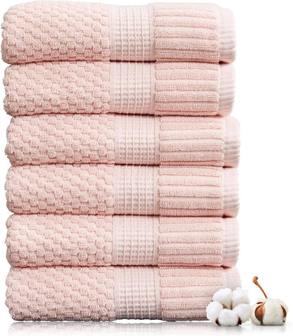 NY Loft 100% Cotton 4 Pack Bath Towels, 30" x 52", Soft & Absorbent, Quick Dry, Textured - Trinity Collection, Bright White