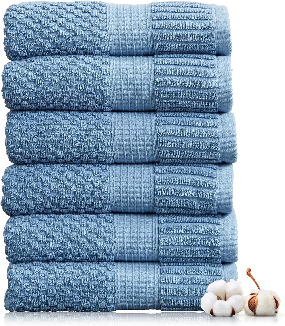 NY Loft 100% Cotton 4 Pack Bath Towels, 30" x 52", Soft & Absorbent, Quick Dry, Textured - Trinity Collection, Bright White