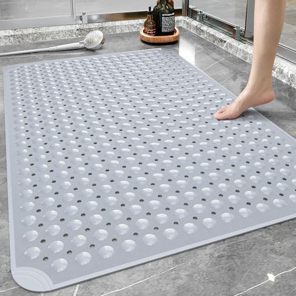 Yolife Extra Large TPE Shower Mat, 47.2" L x 31.5" W Anti Slip Bath Mat with Drain Holes and Suction Cups, Large Size Mat More Suitable for Shower Stall, No Odor, Heavy Mat