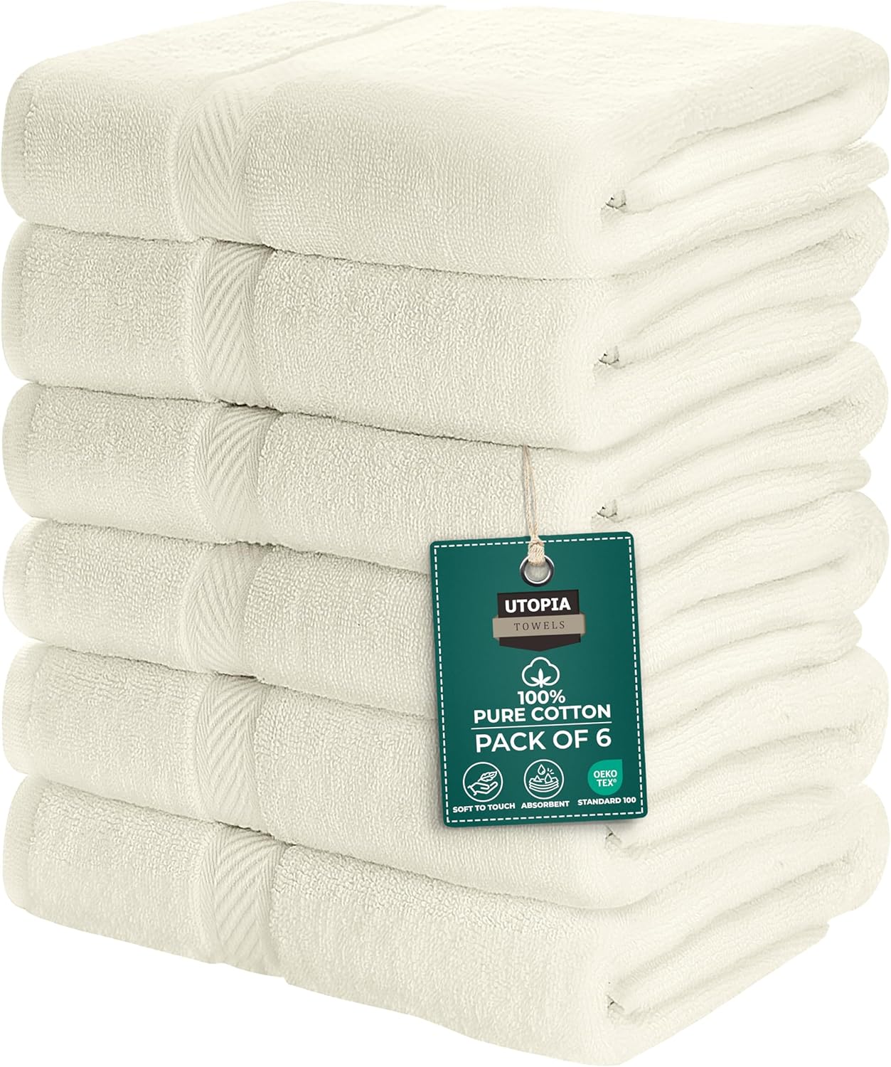 Utopia Towels 18 Pack Bath Towel Set (24 x 48 Inches), 500 GSM 100% Ring Spun Cotton Medium Lightweight and Highly Absorbent Quick Drying, Premium Towels for Hotel, Spa and Bathroom (White)