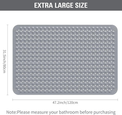 Yolife Extra Large TPE Shower Mat, 47.2" L x 31.5" W Anti Slip Bath Mat with Drain Holes and Suction Cups, Large Size Mat More Suitable for Shower Stall, No Odor, Heavy Mat