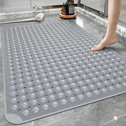 Yolife Extra Large TPE Shower Mat, 47.2" L x 31.5" W Anti Slip Bath Mat with Drain Holes and Suction Cups, Large Size Mat More Suitable for Shower Stall, No Odor, Heavy Mat