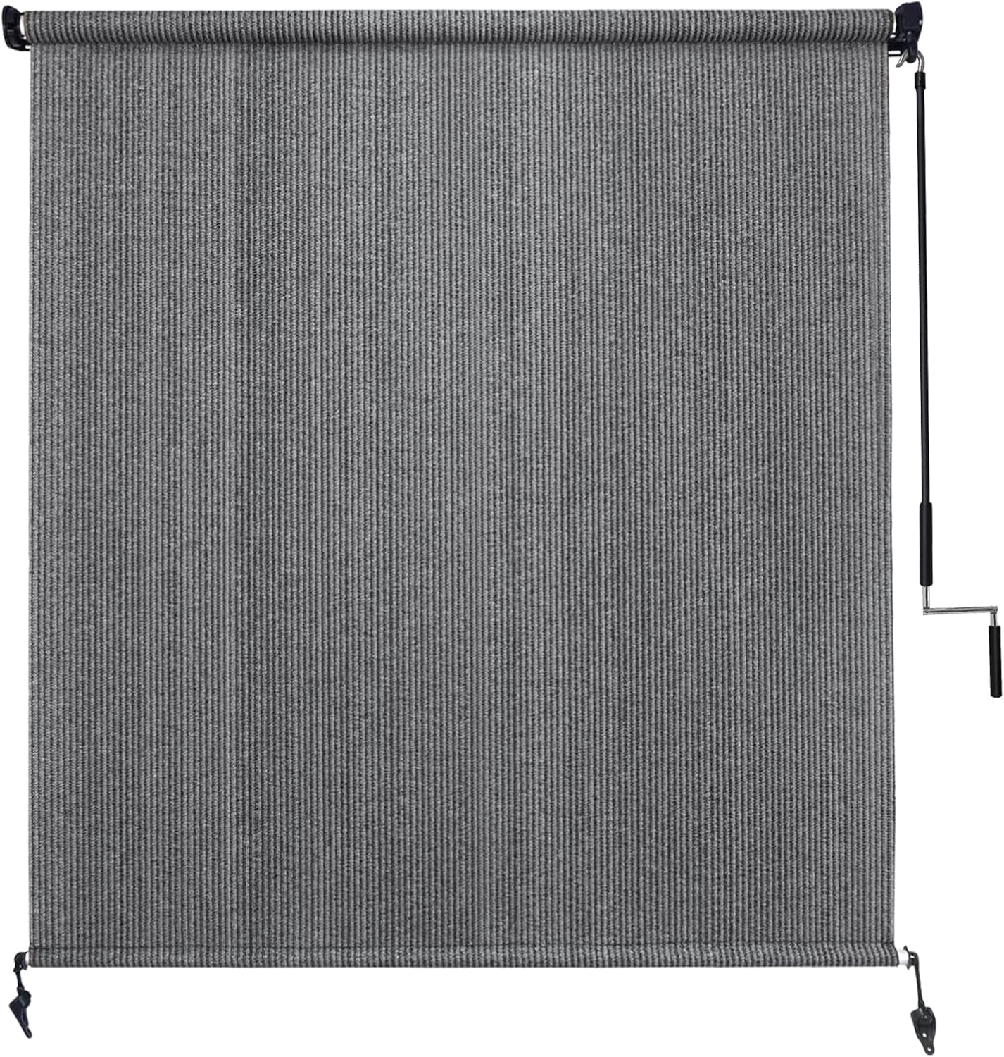 Amagenix Outdoor Roller Shade 8'(W) X 8'(H), Exterior Cordless Patio Shades Roll Up Outdoor Blinds with 90% UV Protection, Two-Section Poles with One-Piece Fabric, Grey