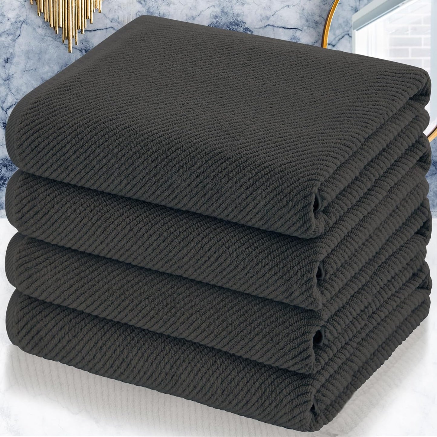 Luxury Bath Towels, Bath Towels Set of 4, Large 30" x 56" - 100% Cotton | Quick Dry | Light Weight | Thick | Soft | Absorbent, Luxury Shower Towel Sets for Bathroom, Towel Gift Set, White