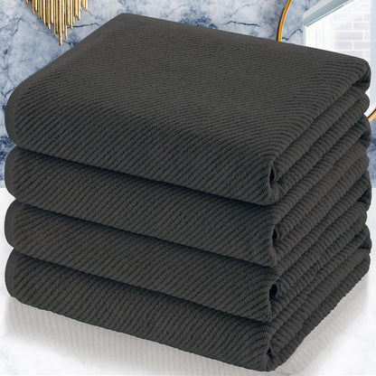 Luxury Bath Towels, Bath Towels Set of 4, Large 30" x 56" - 100% Cotton | Quick Dry | Light Weight | Thick | Soft | Absorbent, Luxury Shower Towel Sets for Bathroom, Towel Gift Set, White