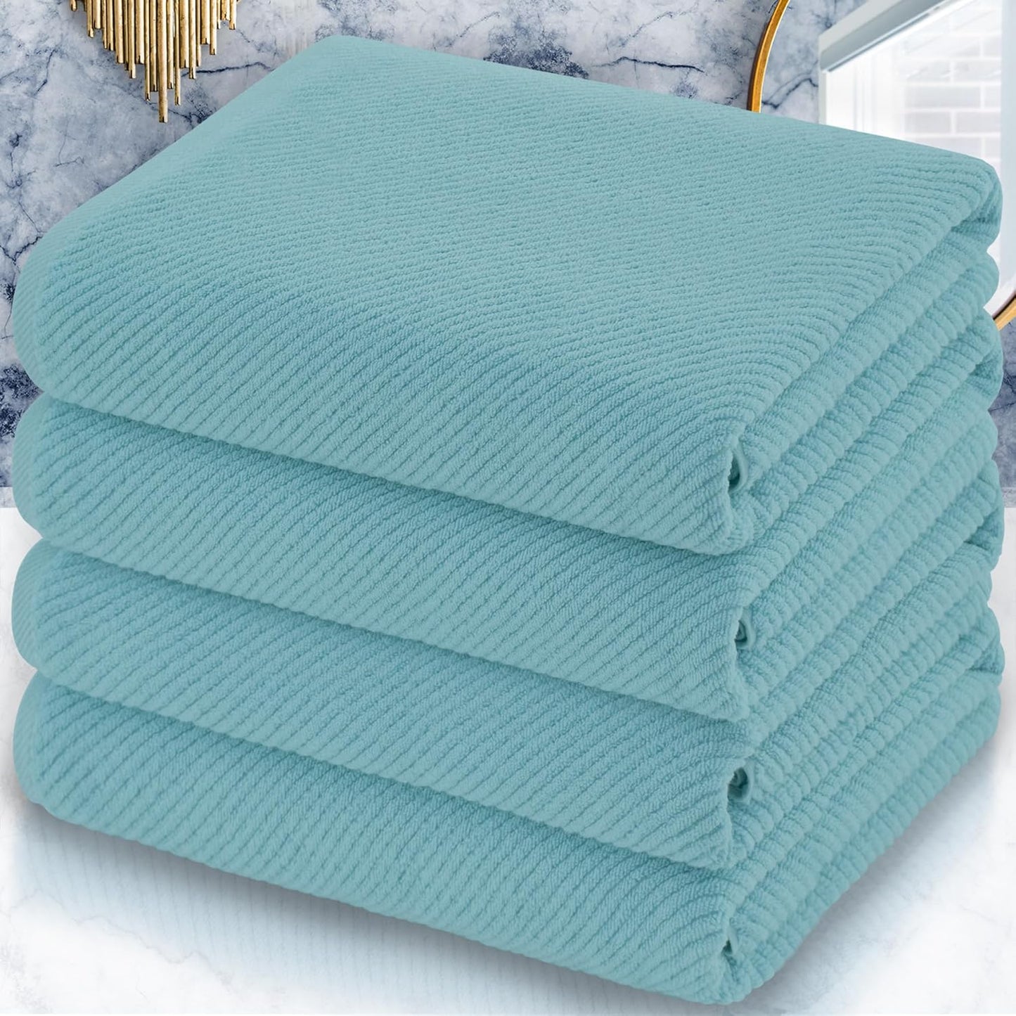 Luxury Bath Towels, Bath Towels Set of 4, Large 30" x 56" - 100% Cotton | Quick Dry | Light Weight | Thick | Soft | Absorbent, Luxury Shower Towel Sets for Bathroom, Towel Gift Set, White