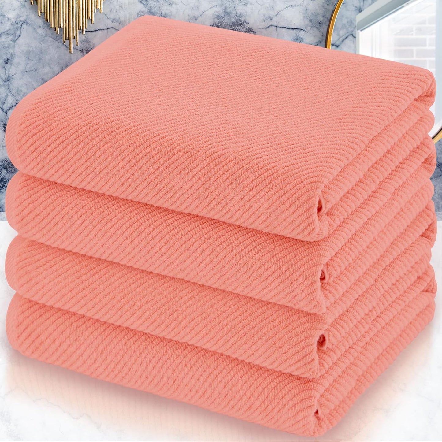 Luxury Bath Towels, Bath Towels Set of 4, Large 30" x 56" - 100% Cotton | Quick Dry | Light Weight | Thick | Soft | Absorbent, Luxury Shower Towel Sets for Bathroom, Towel Gift Set, White