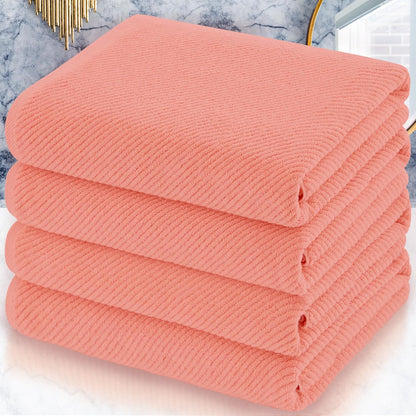 Luxury Bath Towels, Bath Towels Set of 4, Large 30" x 56" - 100% Cotton | Quick Dry | Light Weight | Thick | Soft | Absorbent, Luxury Shower Towel Sets for Bathroom, Towel Gift Set, White