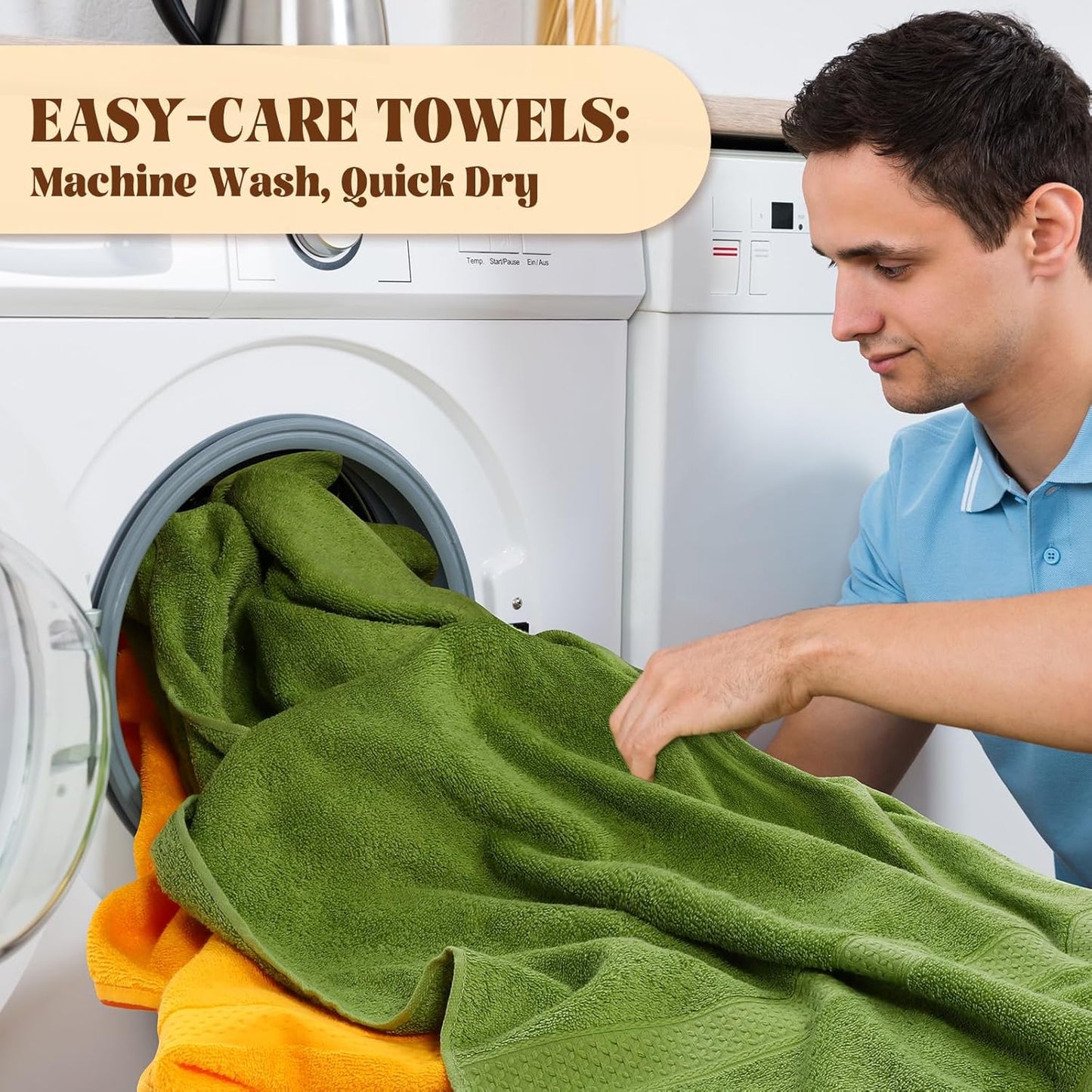 Newwiee Set of 12 Bath Towels Bulk - 28 x 55 Inch Large Cotton Towels in 12 Colors, Soft Quick-Dry Lightweight Bathroom Towel for Home Pool Beach Spa Hotel Gym Use(12 Colors)