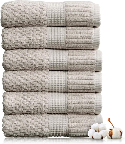 NY Loft 100% Cotton 4 Pack Bath Towels, 30" x 52", Soft & Absorbent, Quick Dry, Textured - Trinity Collection, Bright White