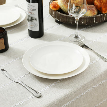 Chassic 60 x 120 inches Farmhouse Style Linen tablecloths, Wrinkle Resistant Washable Dining Room Table Cloths for 8 Foot Rectangle Tables - Beige