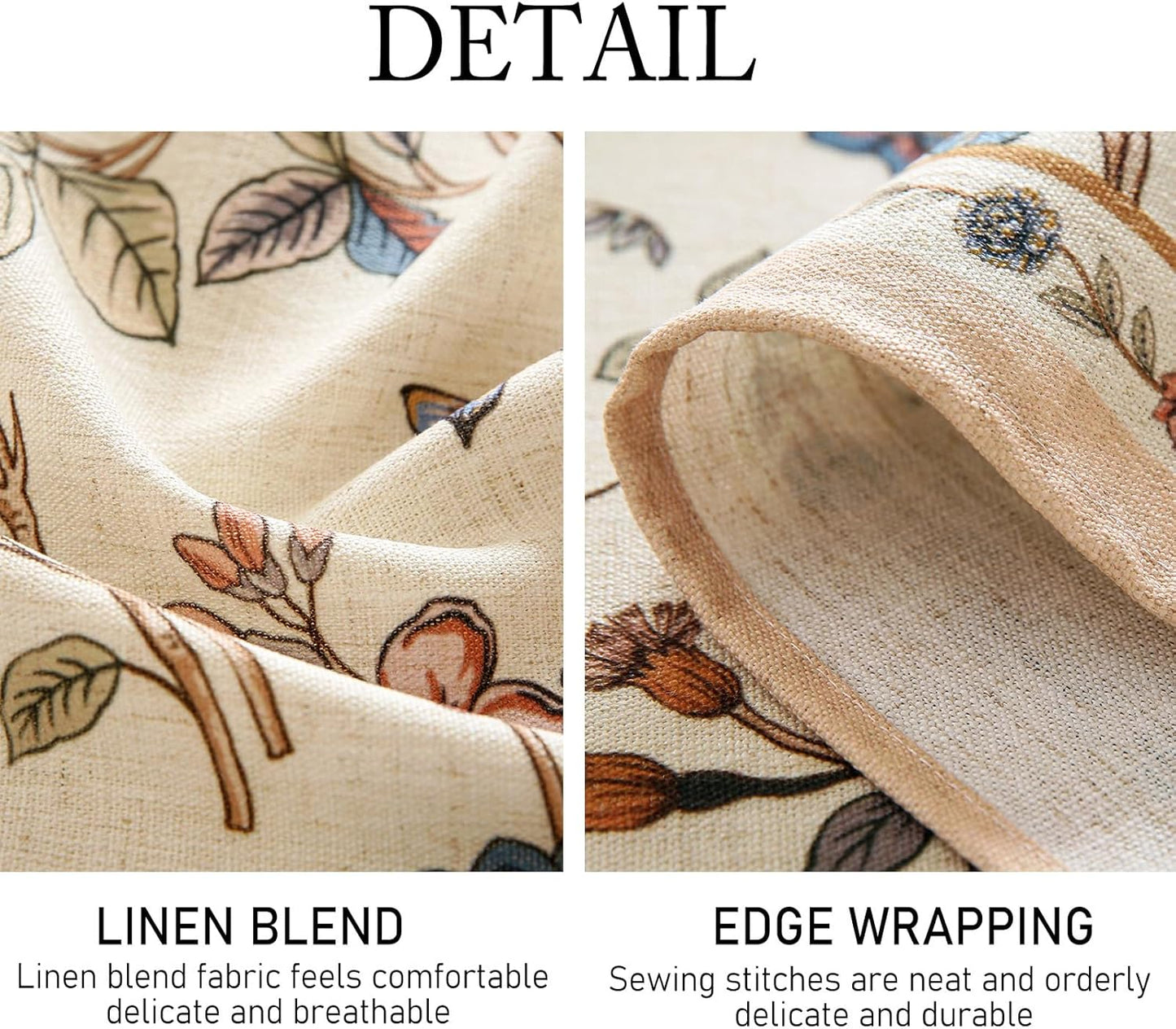 ISAENNE Designer French Light Beige Extra Long Rectangle Tablecloth,Linen Florals and Birds Pattern Table Cloth,Durable Decorative Tablecloths for Dining Thanksgiving Kitchen,67"*118"-Cornucopia