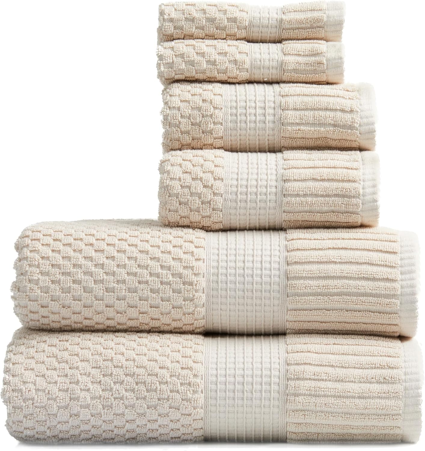NY Loft 100% Cotton 4 Pack Bath Towels, 30" x 52", Soft & Absorbent, Quick Dry, Textured - Trinity Collection, Bright White