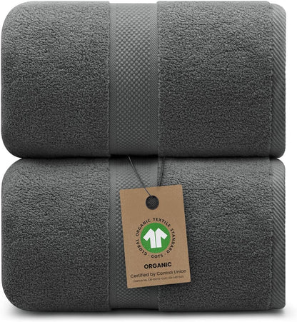 100% Organic Zero-Twist Cotton Towels - GOTS Certified Luxury Bath Towels - Ultra Soft & Plush 700GSM Long-Staple Cotton - 6 Piece Towel Set (White)