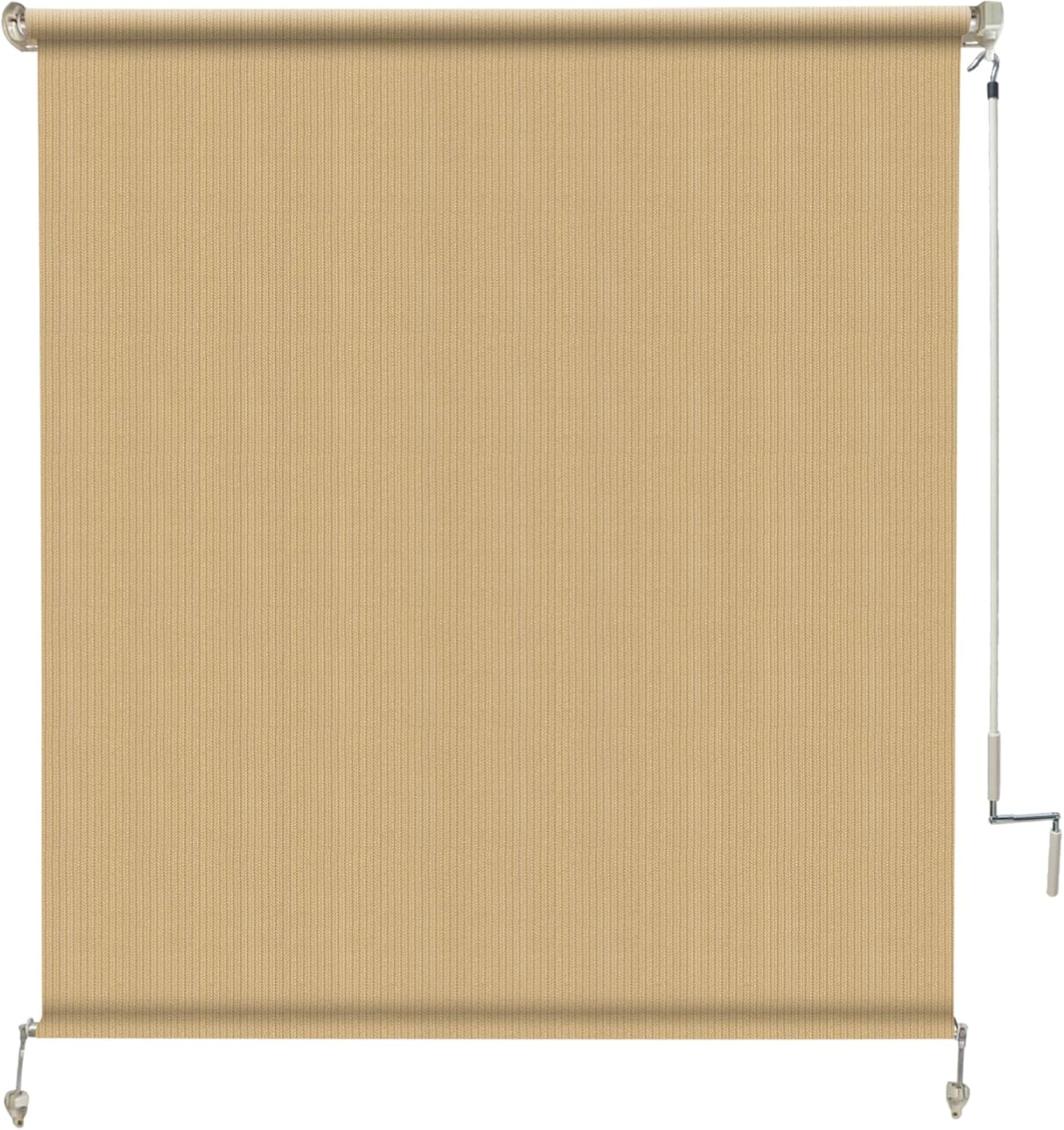 Amagenix Outdoor Roller Shade 8'(W) X 8'(H), Exterior Cordless Patio Shades Roll Up Outdoor Blinds with 90% UV Protection, Two-Section Poles with One-Piece Fabric, Grey