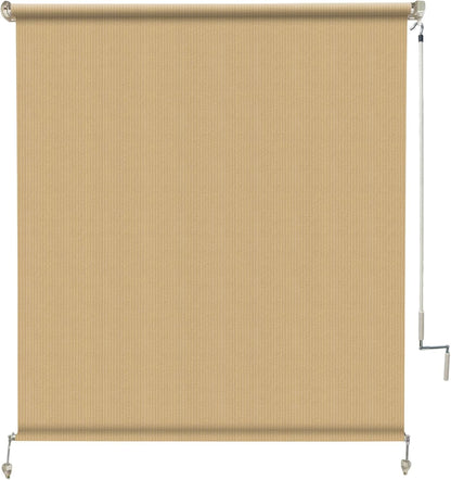 Amagenix Outdoor Roller Shade 8'(W) X 8'(H), Exterior Cordless Patio Shades Roll Up Outdoor Blinds with 90% UV Protection, Two-Section Poles with One-Piece Fabric, Grey