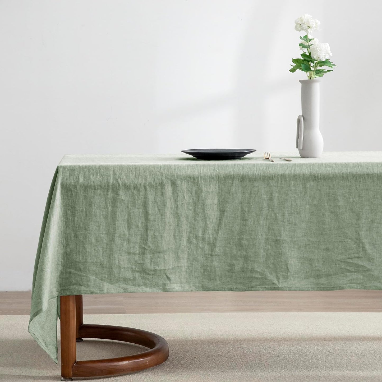 EVERLY 100% Pure Linen Rectangle Tablecloth 84Lx60W Inches for Dining,Weddings and Restaurants,Decorative Halloween,Thanksgiving,Christmas Table Cloth Machine Washable Tablecloths-Natural Linen