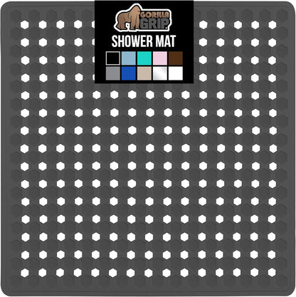 GORILLA GRIP Patented Bath Tub Shower Mat, 2 Pack, Machine Washable Bathtub Floor Liner Mats, Suction Cups and Drain Holes to Keep Tubs Clean, Soft on Feet, Bathroom Essentials, 35x16 Inch, Clear