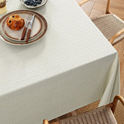 MIULEE Ivory Linen Cottton Table Cloth Rectangle Tablecloth Waterproof Spillproof Cross-Star Textured Table Cltoth Decorative Farmhouse Style for Dining Party Weddings 60x120 Inch