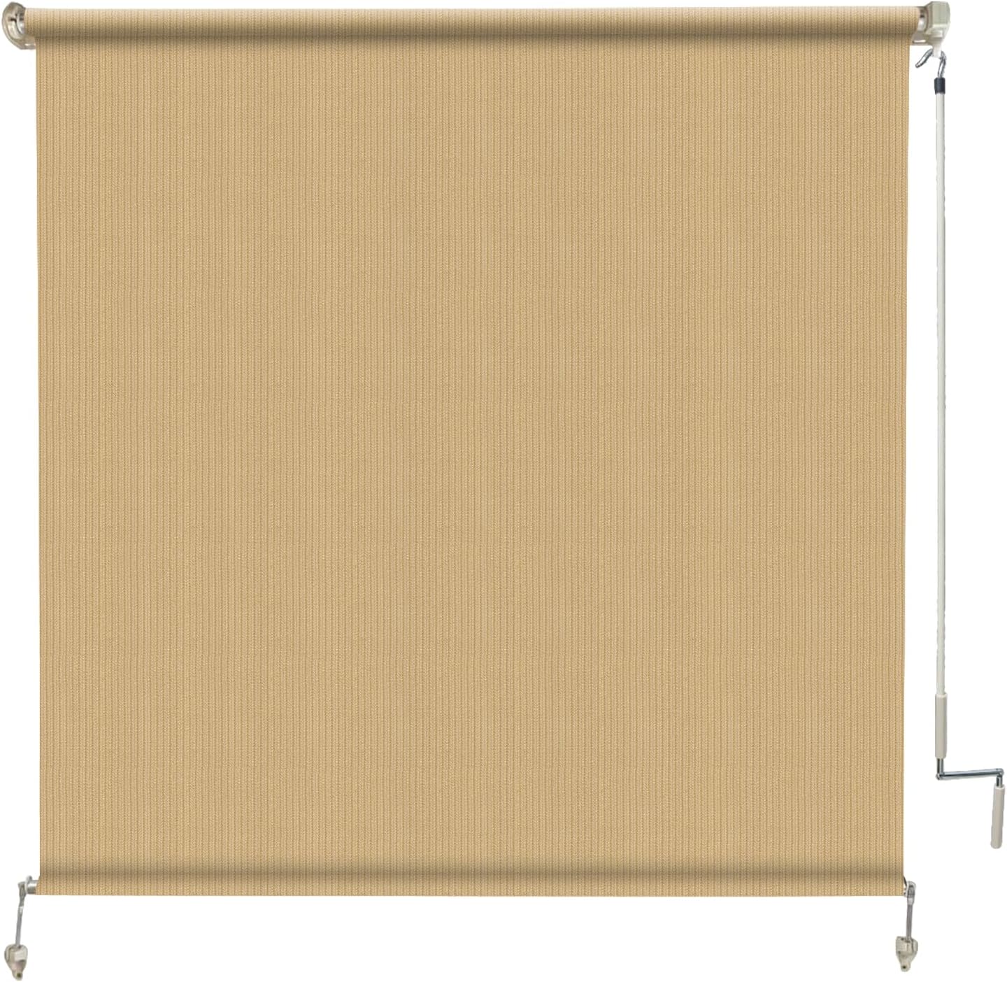 Amagenix Outdoor Roller Shade 8'(W) X 8'(H), Exterior Cordless Patio Shades Roll Up Outdoor Blinds with 90% UV Protection, Two-Section Poles with One-Piece Fabric, Grey