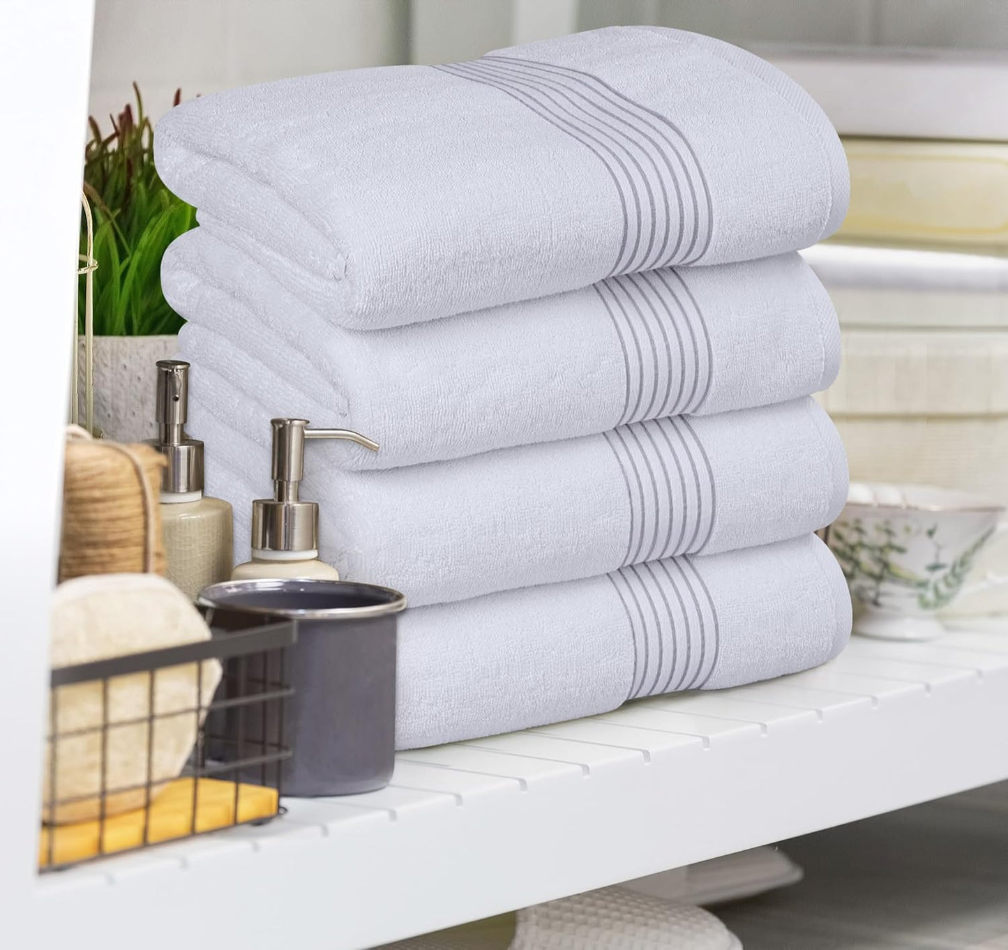 Utopia Towels 12 Pack Bath Towels Set, (27 x 54 Inches) 100% Ring Spun Cotton, Quick Dry, Highly Absorbent, Soft Feel Towels, Perfect for Daily Use (White)