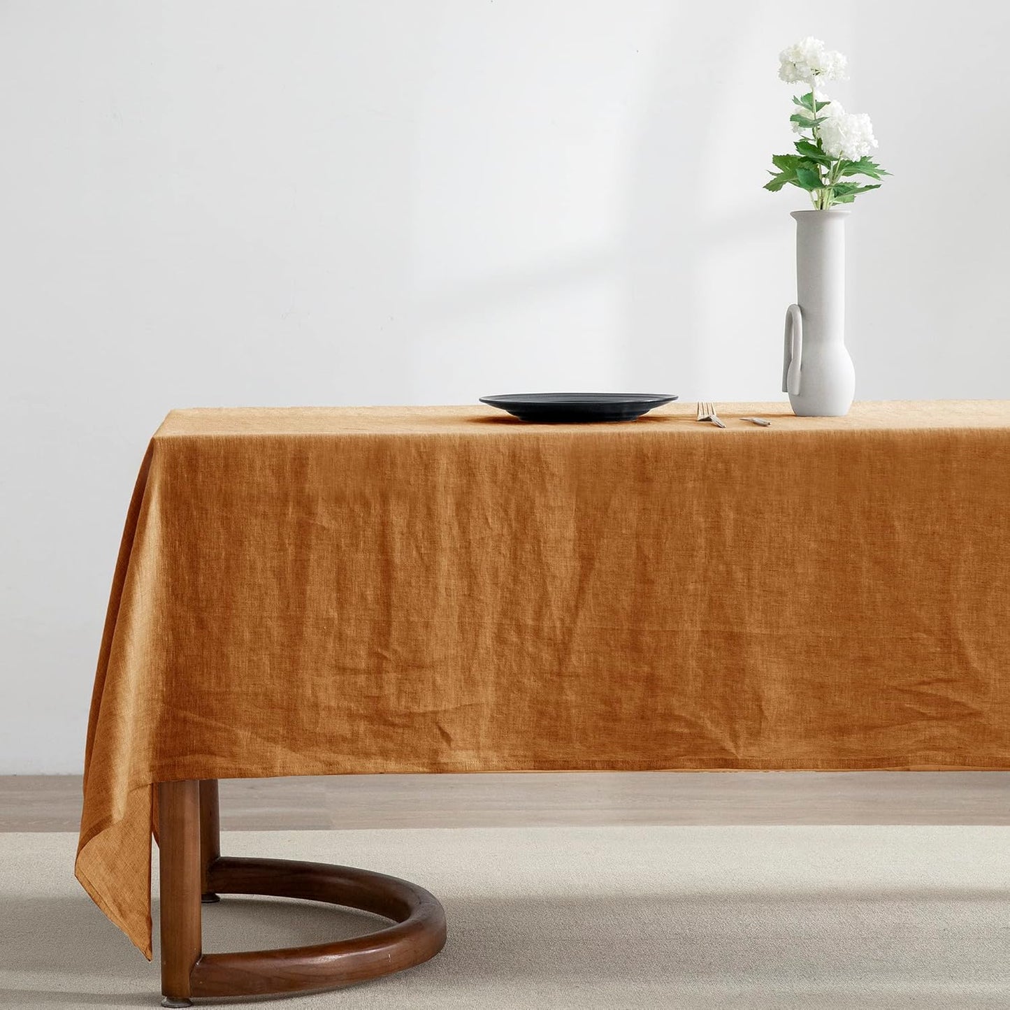 EVERLY 100% Pure Linen Rectangle Tablecloth 84Lx60W Inches for Dining,Weddings and Restaurants,Decorative Halloween,Thanksgiving,Christmas Table Cloth Machine Washable Tablecloths-Natural Linen
