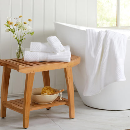 Springtree Home 100% Cotton Bath Towel Set of 4 | Super Soft & Absorbent with Quick-Dry Fibers | 4 Bath Towels | Textured and Durable Cotton | Krista Collection - Bright White