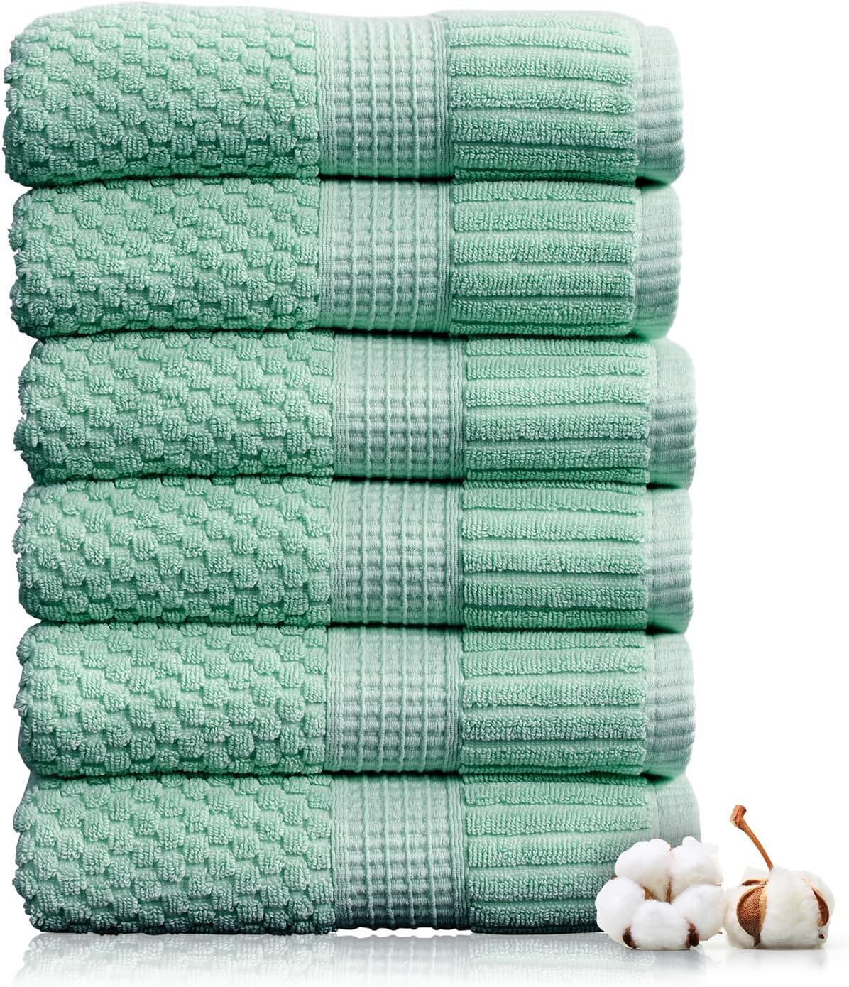 NY Loft 100% Cotton 4 Pack Bath Towels, 30" x 52", Soft & Absorbent, Quick Dry, Textured - Trinity Collection, Bright White