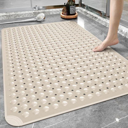 Yolife Extra Large TPE Shower Mat, 47.2" L x 31.5" W Anti Slip Bath Mat with Drain Holes and Suction Cups, Large Size Mat More Suitable for Shower Stall, No Odor, Heavy Mat