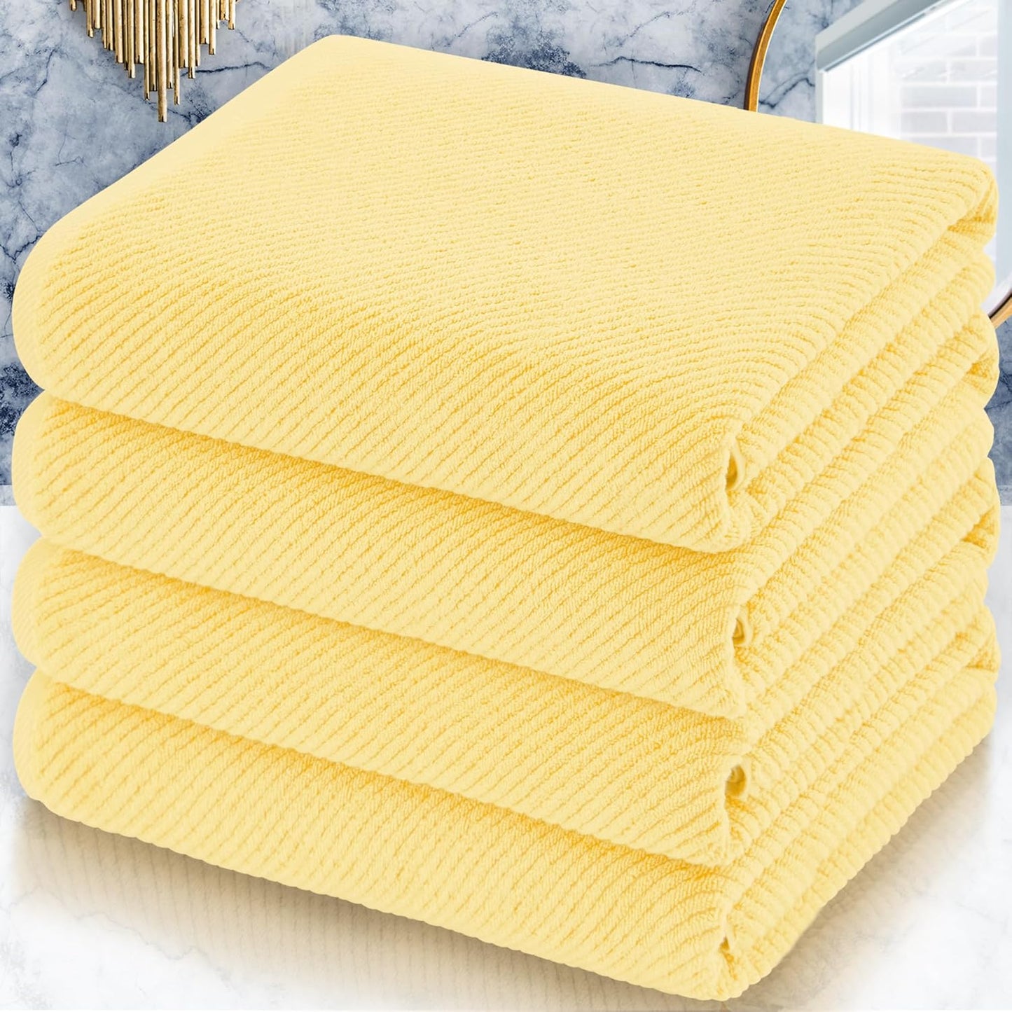 Luxury Bath Towels, Bath Towels Set of 4, Large 30" x 56" - 100% Cotton | Quick Dry | Light Weight | Thick | Soft | Absorbent, Luxury Shower Towel Sets for Bathroom, Towel Gift Set, White