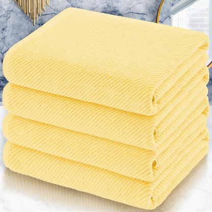 Luxury Bath Towels, Bath Towels Set of 4, Large 30" x 56" - 100% Cotton | Quick Dry | Light Weight | Thick | Soft | Absorbent, Luxury Shower Towel Sets for Bathroom, Towel Gift Set, White