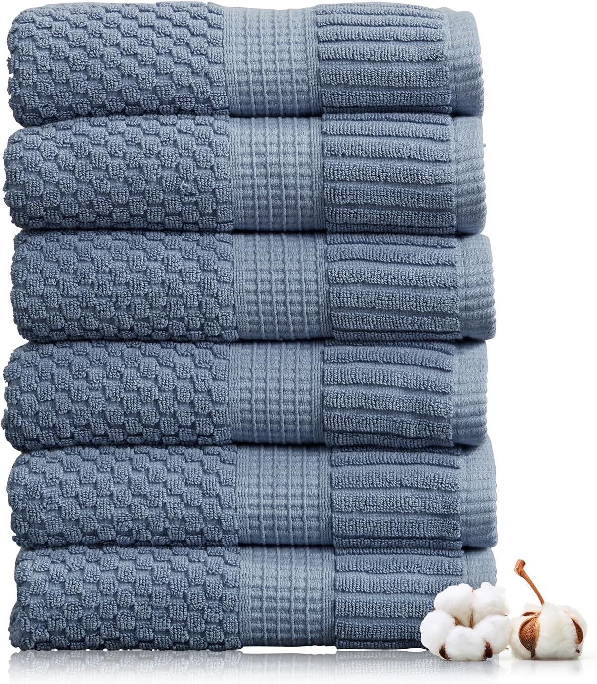 NY Loft 100% Cotton 4 Pack Bath Towels, 30" x 52", Soft & Absorbent, Quick Dry, Textured - Trinity Collection, Bright White