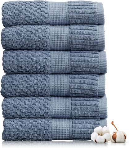 NY Loft 100% Cotton 4 Pack Bath Towels, 30" x 52", Soft & Absorbent, Quick Dry, Textured - Trinity Collection, Bright White