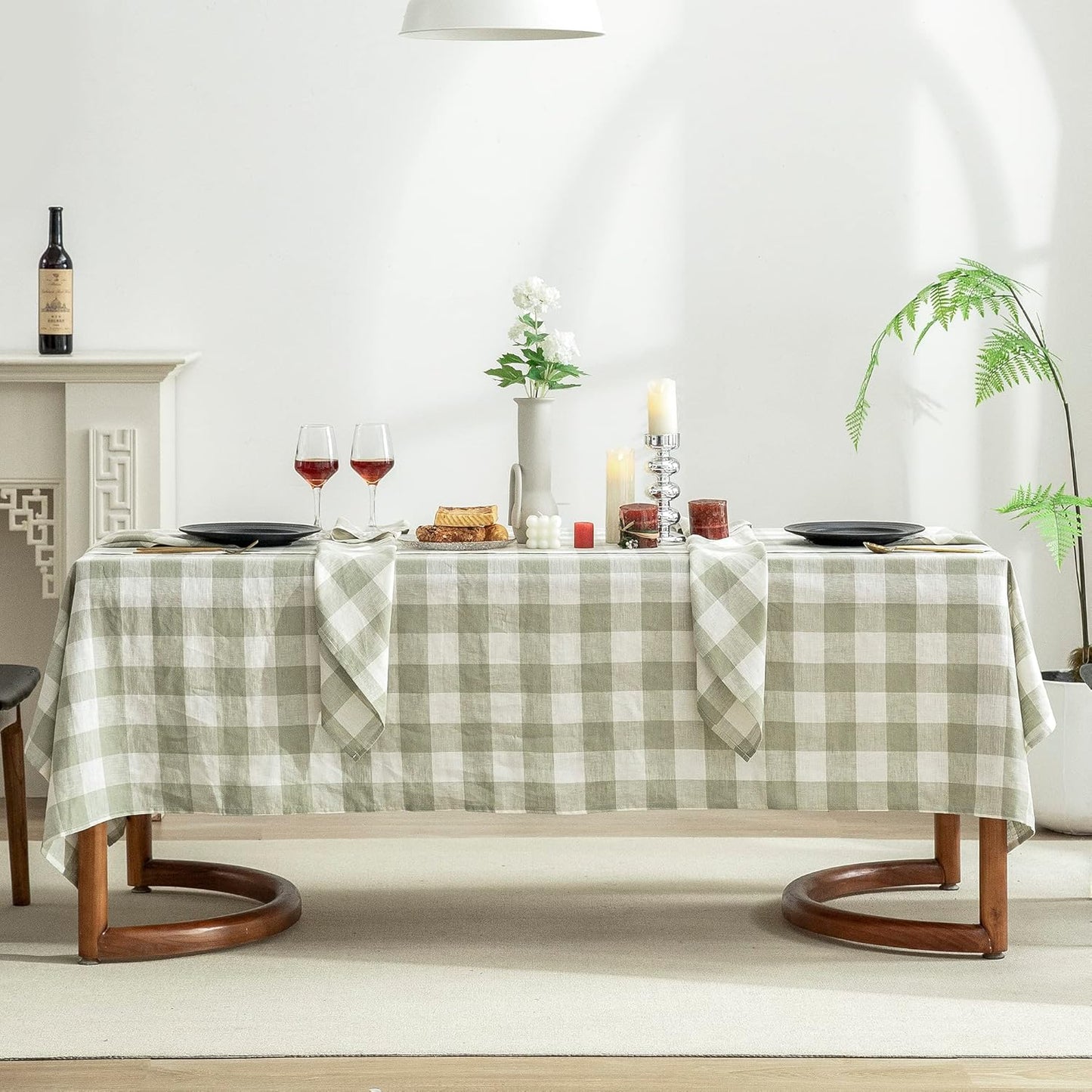 EVERLY 100% Pure Linen Rectangle Tablecloth 84Lx60W Inches for Dining,Weddings and Restaurants,Decorative Halloween,Thanksgiving,Christmas Table Cloth Machine Washable Tablecloths-Natural Linen