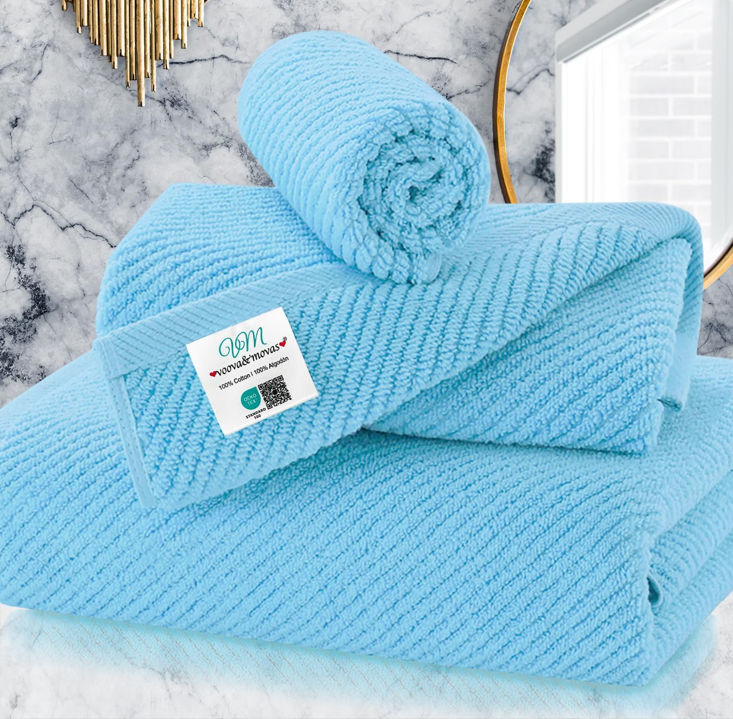 Luxury Bath Towels, Bath Towels Set of 4, Large 30" x 56" - 100% Cotton | Quick Dry | Light Weight | Thick | Soft | Absorbent, Luxury Shower Towel Sets for Bathroom, Towel Gift Set, White