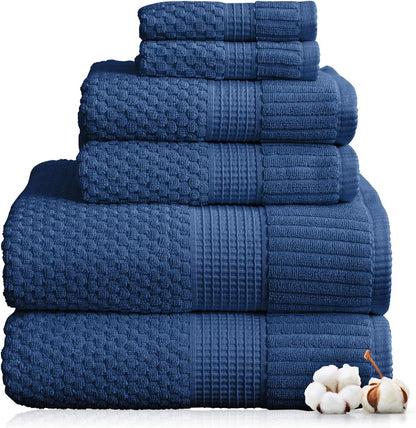 NY Loft 100% Cotton 4 Pack Bath Towels, 30" x 52", Soft & Absorbent, Quick Dry, Textured - Trinity Collection, Bright White