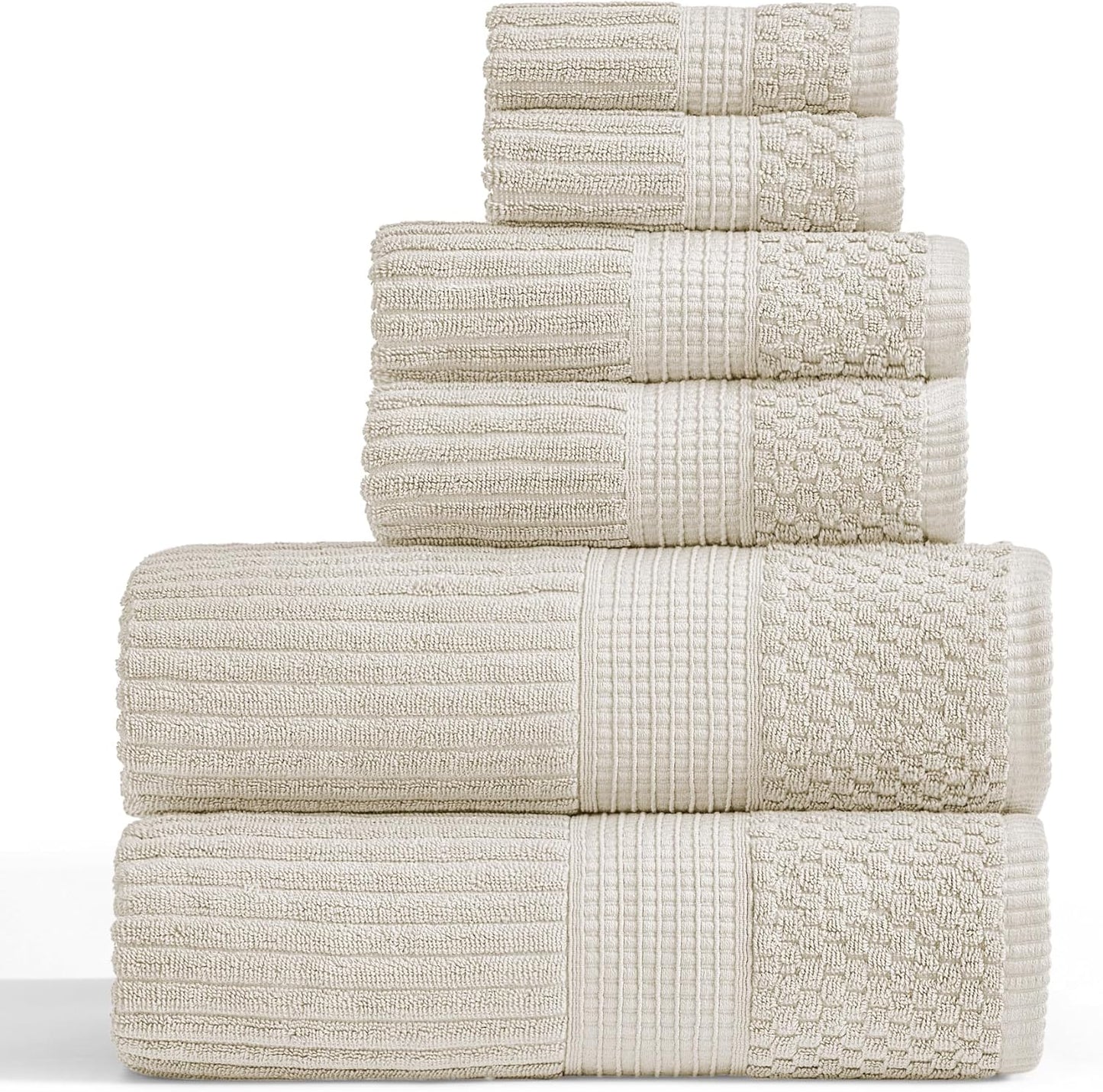 Springtree Home 100% Cotton Bath Towel Set of 4 | Super Soft & Absorbent with Quick-Dry Fibers | 4 Bath Towels | Textured and Durable Cotton | Krista Collection - Bright White