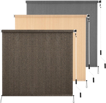 Outdoor Roller Shade 4' W x 6' L Cordless Patio Shades Roll Up Outdoors Blinds with UV Protection, Exterior Roller Shades Cloth for Porch Pergola, Mocha